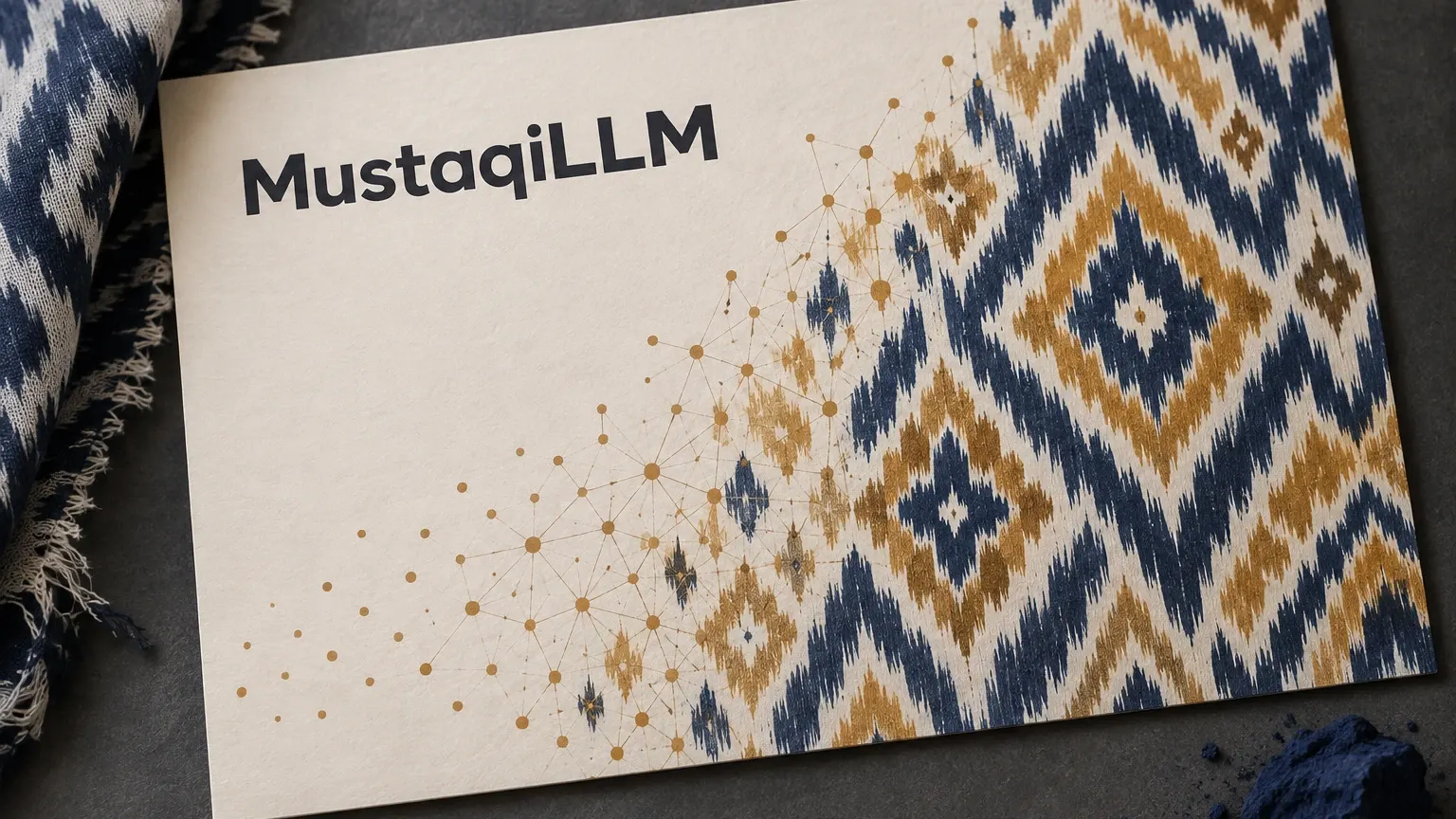 MustaqiLLM launch artwork with a five-billion-parameter model visual